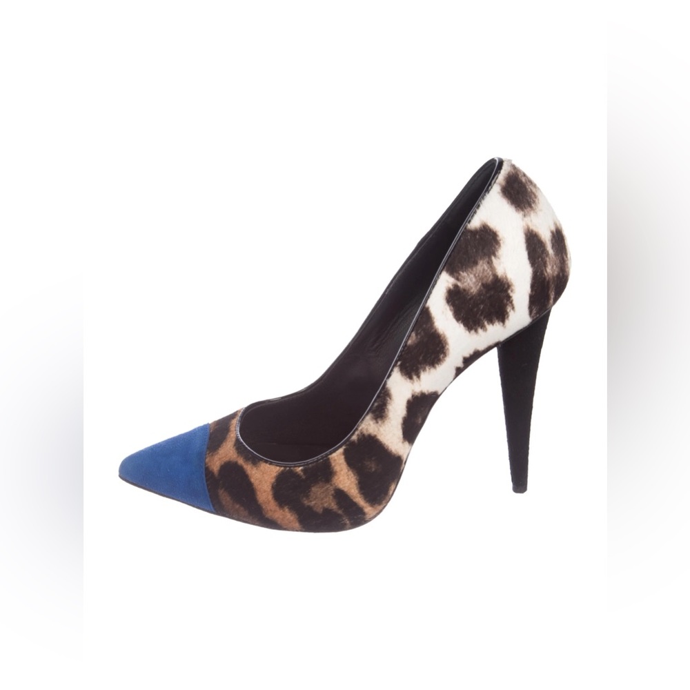 Leopard Pony Hair Pointed Toe Pumps